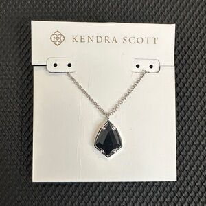 Kendra Scott Silver Necklace with Black Pendant